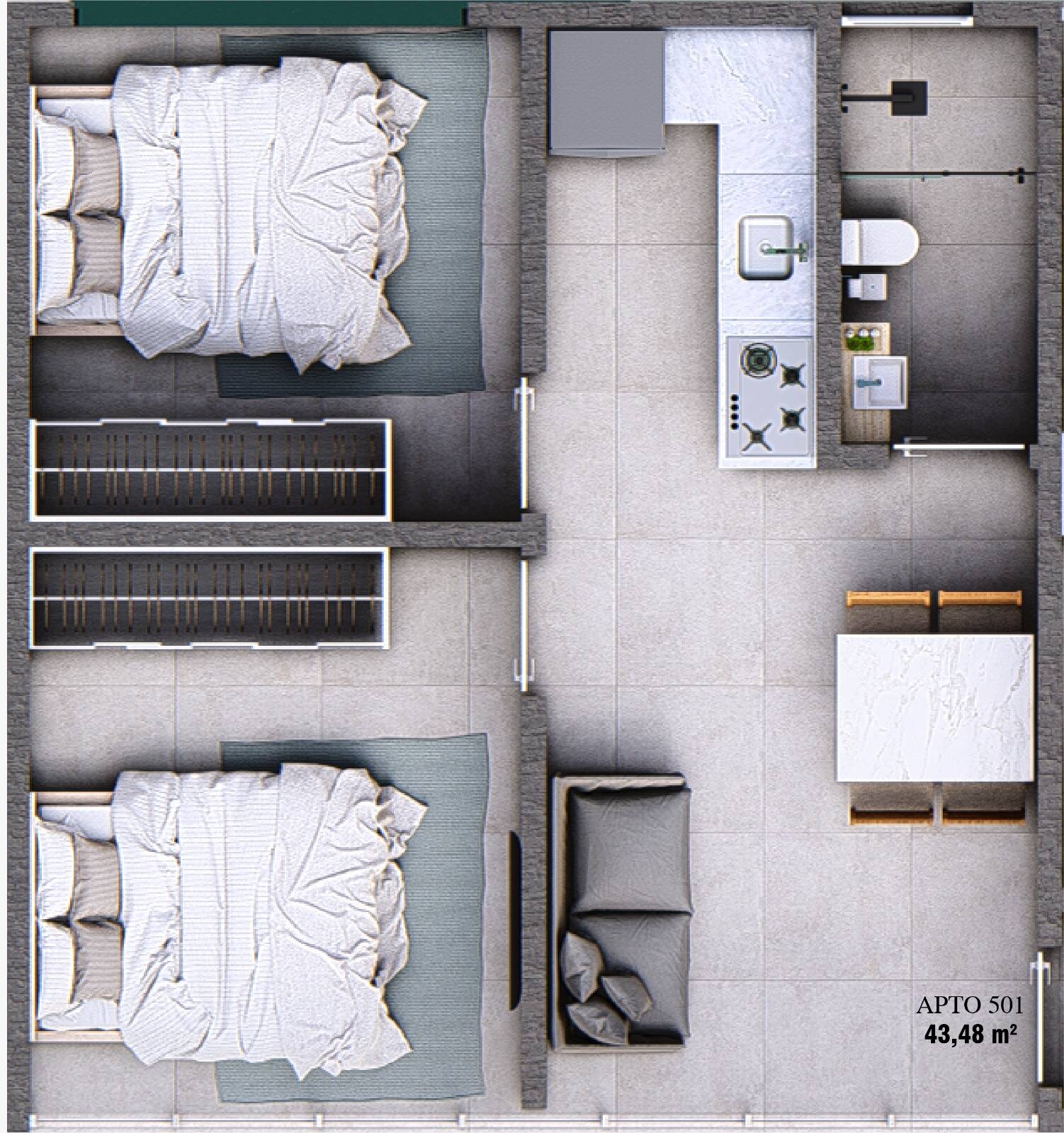 Apartamento, 2 quartos, 43 m² - Foto 8